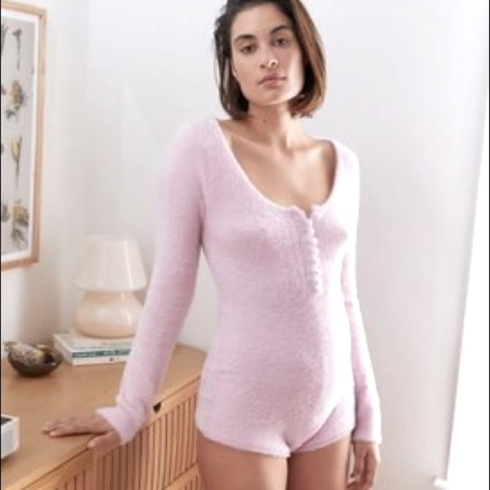 Urban Outfiters Piper Fuzzy Scoop Neck Romper